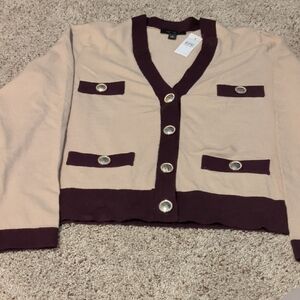 Ann Taylor Beige and Brown Cardigan